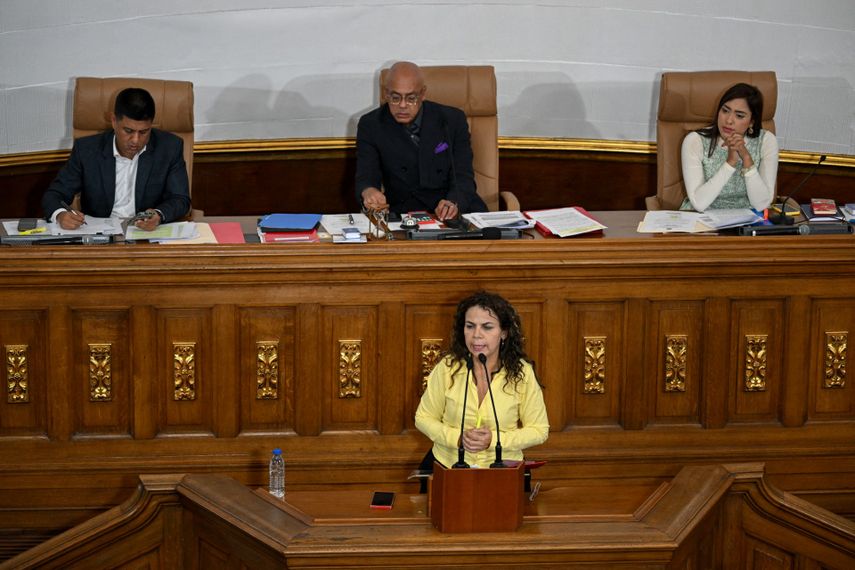A Iris Varela en 2022, Argentina le negó el ingreso a su territorio debido a las sanciones. -AFP