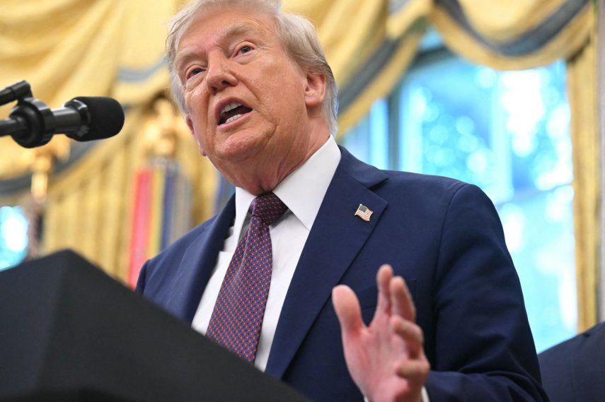 El presidente Donald Trump en conferencia de prensa en la Casa Blanca.