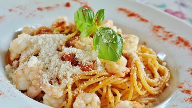Un plato italiano de espagueti 