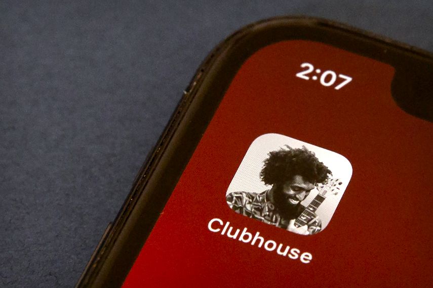 El ícono de la aplicación Clubhouse, vista en la pantalla de un smartphone, en Beijing, el 9 de febrero del 2021.&nbsp;