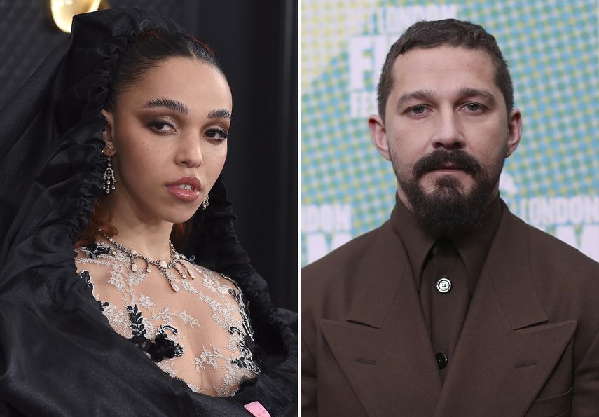 En esta combinación de fotografías FKA twigs, izquierda, en la 62a entrega anual de los Grammy el 26 de enero de 2020, en Los Angeles y Shia LaBeouf en el estreno de The Peanut Butter Falcon en el Festival de Cine de Londres el 3 de octubre de 2019.&nbsp;