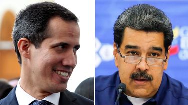 Juan Guaidó, presidente encargado de Venezuela, y el dictador chavista Nicolás Maduro.