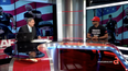 El periodista Juan Manuel Cao con su entrevistado Enrique Tarrio, en el programa A Fondo, de América Tevé. 