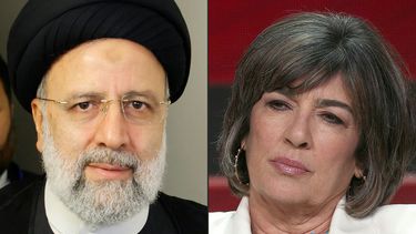 Esta combinación de imágenes creada el 22 de septiembre de 2022 muestra al presidente iraní Ebrahim Raisi en la sede de la ONU en la ciudad de Nueva York el 20 de septiembre de 2022&nbsp;y Christiane Amanpour en el Hotel Beverly Hilton, el 30 de julio de 2018 en Beverly Hills, California.