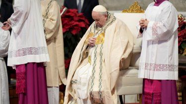 El papa Francisco asiste a la misa de Año Nuevo el 1 de enero de 2023, en la basílica de San Pedro, en el Vaticano.&nbsp; &nbsp;