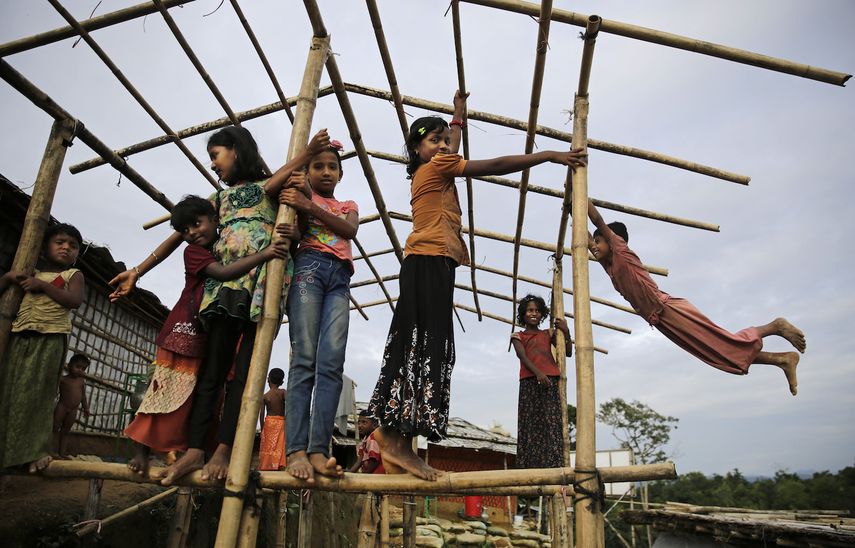 Niños refugiados rohingya en un campamento de refugiados en Bangladesh, el 27 de agosto del 2018.&nbsp;
