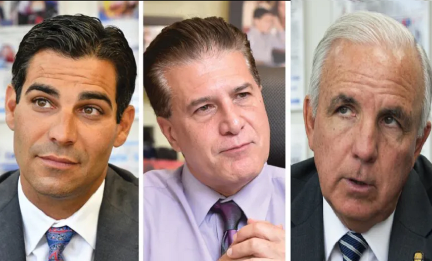 El alcalde de Miami, Francis Suarez; el alcalde de Hialeah, Carlos Hern&aacute;ndez y&nbsp;el alcalde de&nbsp;Miami-Dade, Carlos Gim&eacute;nez.&nbsp;