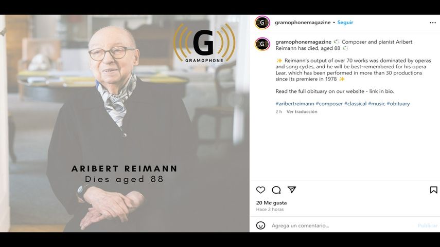 El compositor y pianista Aribert Reimann.