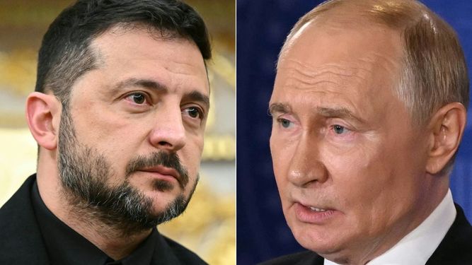 Foto collage del presidente de Rusia Vladimir Putin y el ucraniano Volodimir Zelenski.