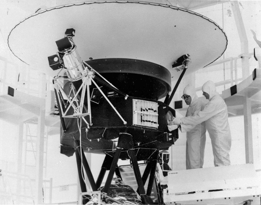 El Voyager 2 en el Centro Espacial Kennedy en Florida, el 4 de agosto de 1977. Foto proveida por la NASA.&nbsp;