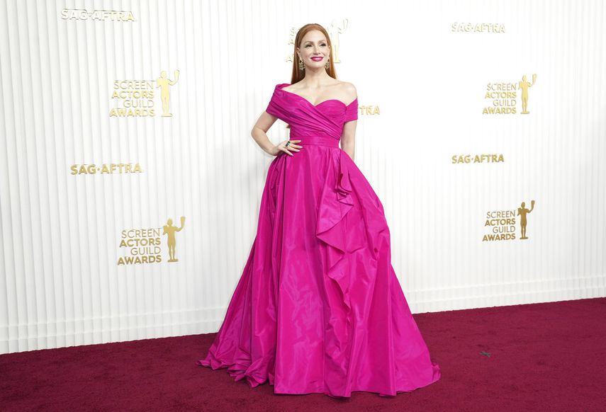 Jessica Chastain llega a la 29a entrega anual de los Premios del Sindicato de Actores de la Pantall, uno de los momentos más memorables del domingo 26 de febrero de 2023, en el hotel Fairmont Century Plaza en Los Ángeles.
