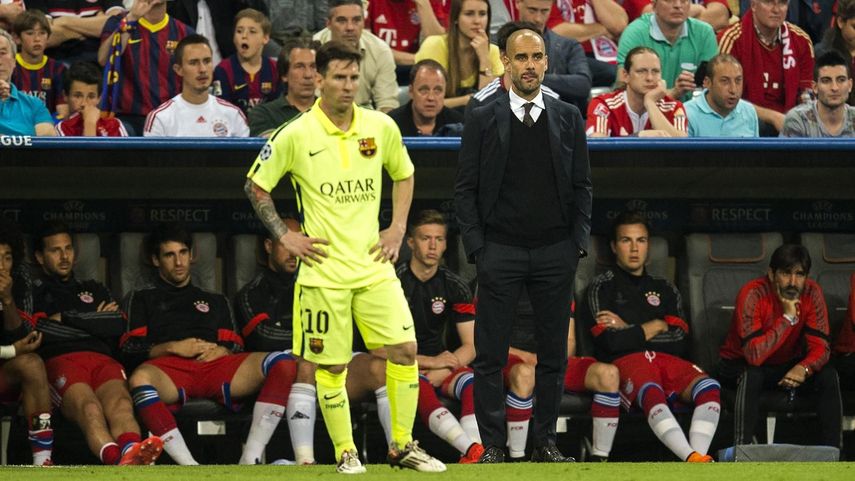 El City aprovecharía la influencia que pudiera tener Guardiola (derecha) para fichar a Messi (izquierda)