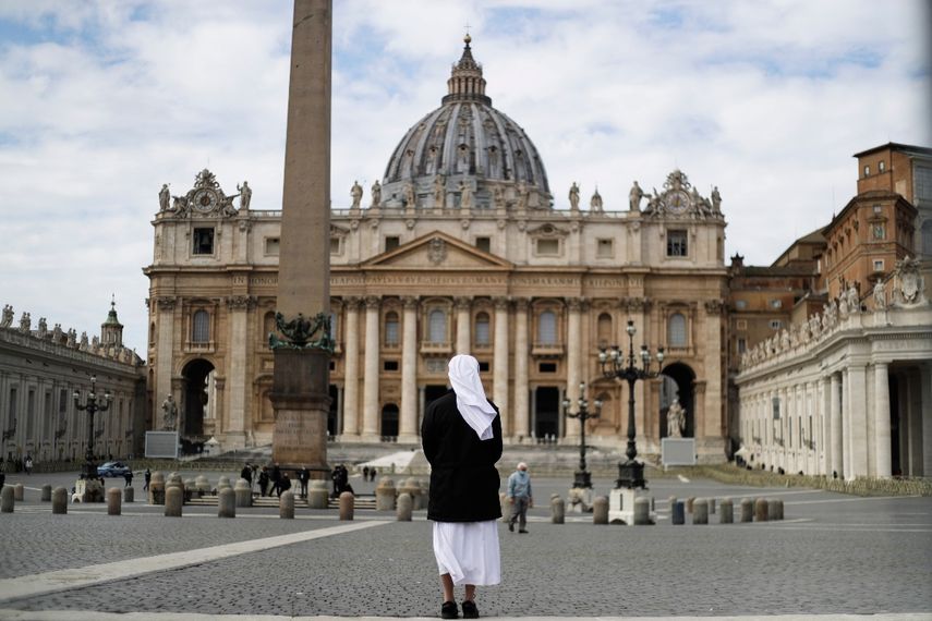 Foto tomada en la Plaza San Pedro de la Ciudad del Vaticano, el 21 de marzo del 2021.&nbsp;
