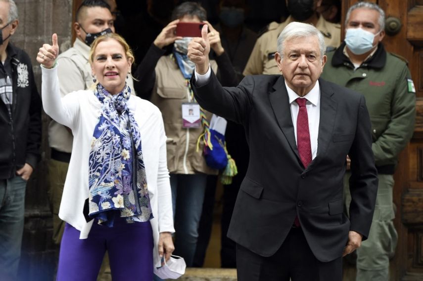 Presidente de México, Andrés Manuel López Obrador, tras&nbsp; votar.&nbsp;