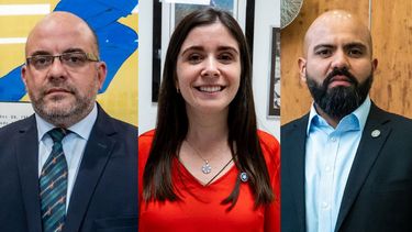 Los diputados Martín Elgue (Uruguay), Chiara Barchiesi (Chile) y Ricardo Godoy (El Salvador).