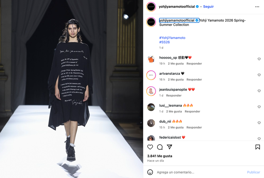Yohji Yamamoto rinde tributo a Armani en Semana de la Moda de París