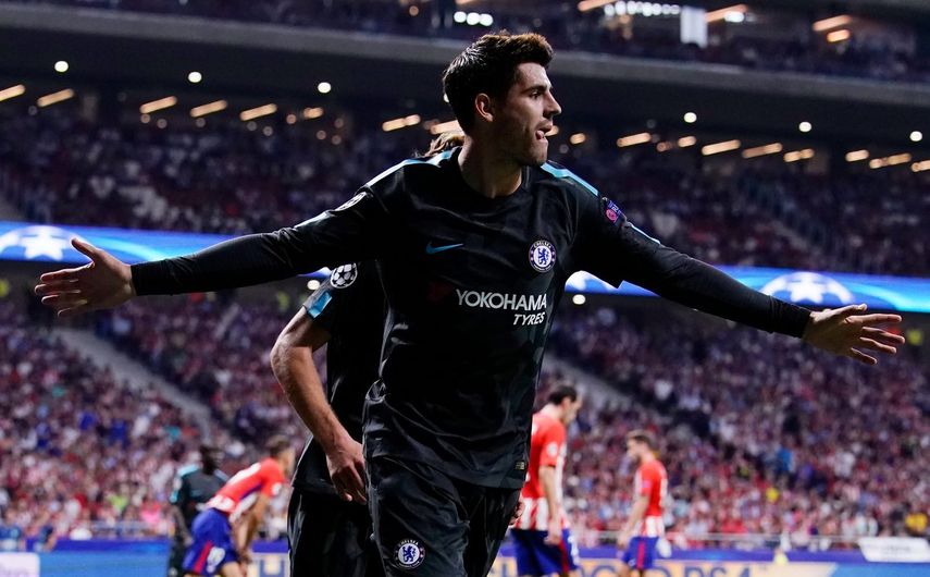 Álvaro Morata celebra el gol del empate en el nuevo hogar del Atlético de Madrid.&nbsp;