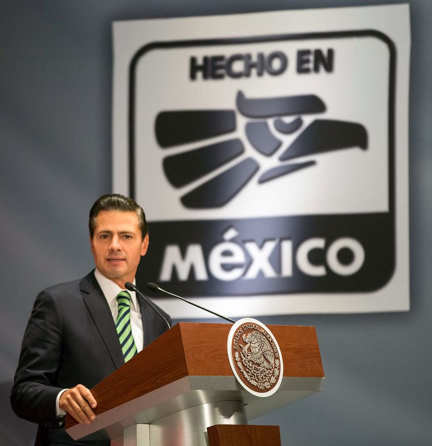 El presidente mexicano, Enrique&nbsp;Peña&nbsp;Nieto, durante el lanzamiento de una campaña denominada Hecho en México.&nbsp;