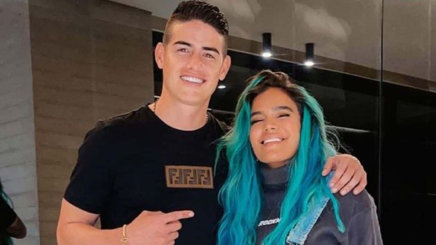 Imagen de James Rodríguez y Karol G publicada en sus respectivas cuentas de Instagram.&nbsp;