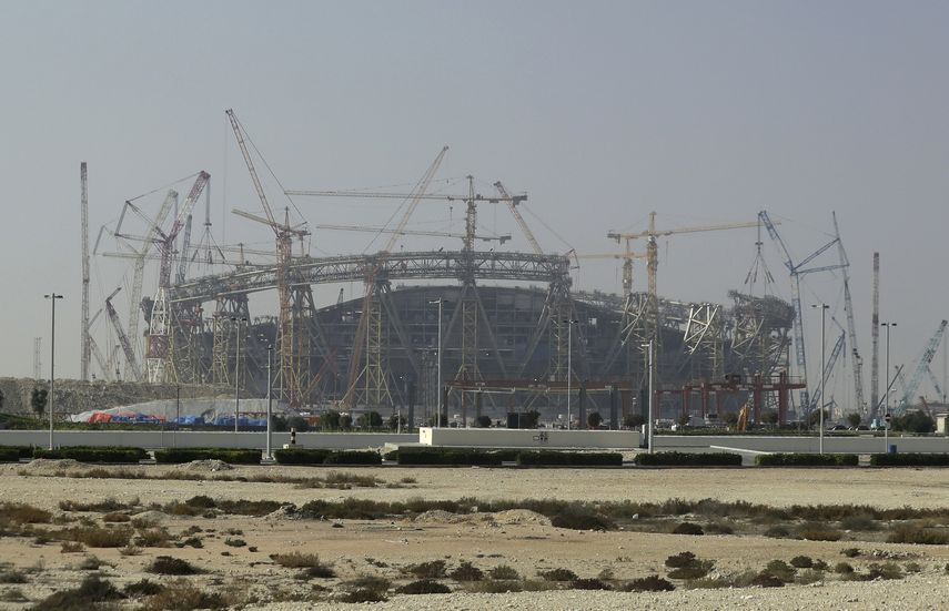 Obras en el estadio de Lusail a ser usado en la Copa Mundial de f&uacute;tbol del 2022 en Qatar, que ahora le apunta a la sede de los Juegos Ol&iacute;mpicos del 2032.&nbsp;