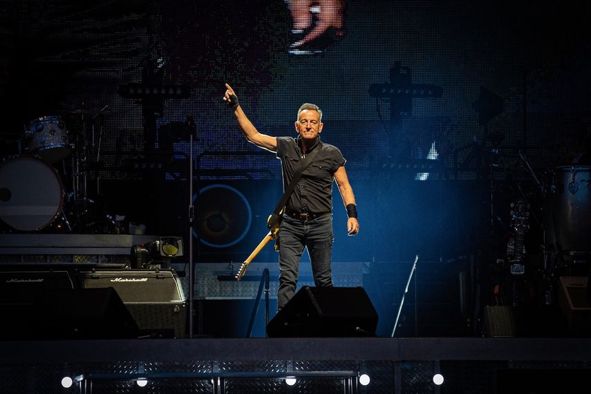 El cantante Bruce Springsteen en el Estadi Olímpic de Barcelona en el inicio de su gira por Europa. 
