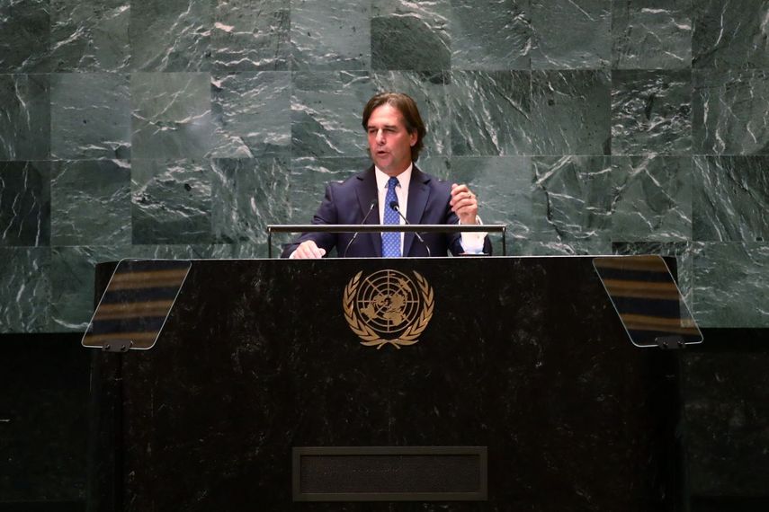El presidente de Uruguay Luis Lacalle Pou durante su comparecencia en la ONU. 26 de septiembre de 2024.