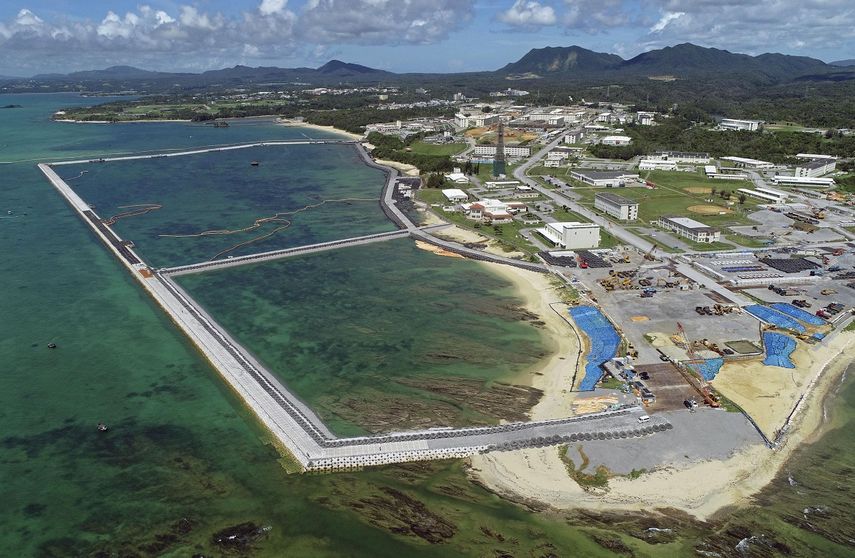 Panorámica de agosto de 2018 de la zona donde el gobierno japonés planea reubicar una base aérea de EEUU en Okinawa. 