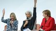 Ivanka&nbsp;Trump&nbsp;(i), la canciller alemana, Angela Merkel (d), y la directora del Fondo Monetario Internacional, Christine Lagarde, (c), participan en la mesa redonda Mujeres inspiradoras: aumentando el espíritu empresarial de las mujeres.
