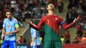 Cristiano Ronaldo reacciona tras desperdiciar una ocasión de gol en el partido entre Portugal y España por la Liga de las Naciones en Braga, el 27 de septiembre de 2022. 