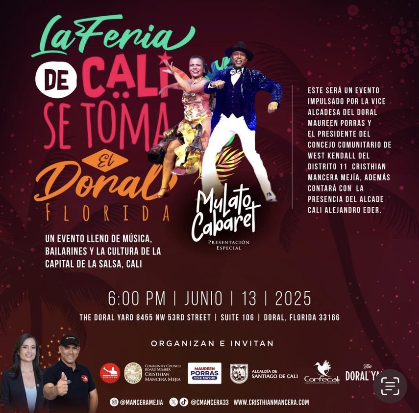 Flyer oficial de La Feria de Cali se toma El Doral.