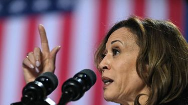 La vicepresidenta de Estados Unidos y la candidata demócrata sustituta sin un voto en las primarias, Kamala Harris.