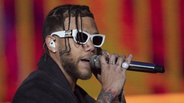 Jhayco durante su presentación en el festival Coca-Cola Flow Fest en la Ciudad de México el 26 de noviembre de 2022.