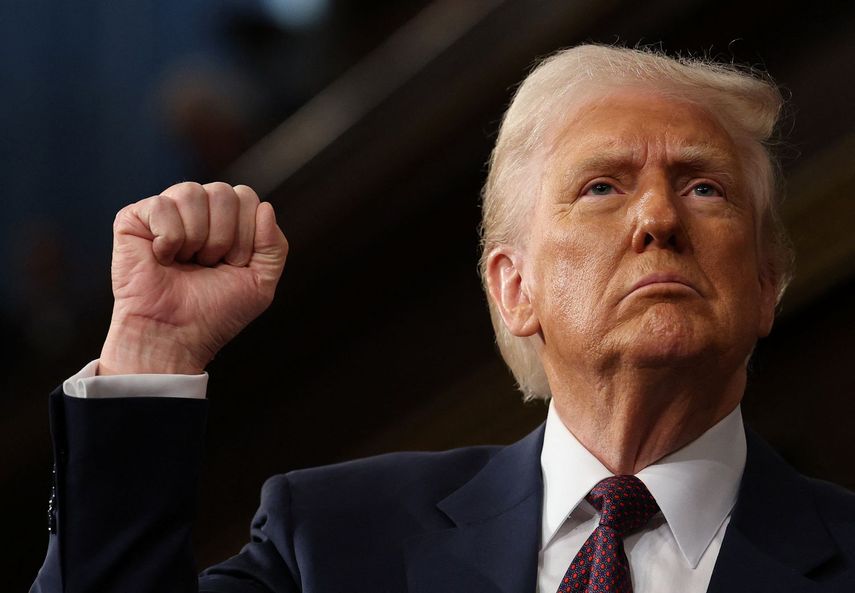 El presidente de Estados Unidos Donald J. Trump durante su primer discurso en el Congreso, tras su arribo a la Casa Blanca.