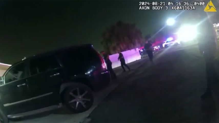 Imagen del video de cámara corporal policial grabado durante la emergencia.