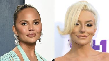 Chrissy Teigen en la fiesta de Vanity Fair de los Oscar en Beverly Hills, California el 9 de febrero de 2020, izquierda, y Courtney Stodden en la 5ta entrega Anual de los Streamy Awards en Los Angeles el 17de septiembre de 2015.&nbsp;