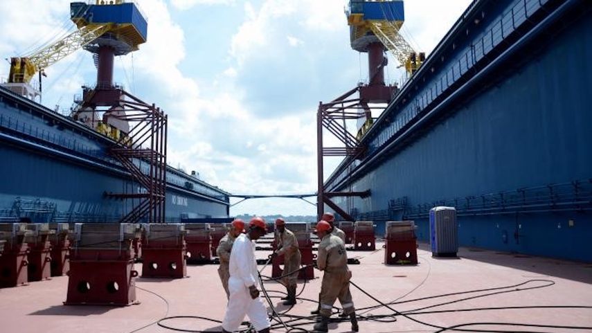 El dique flotante tras su arribo a Cuba.&nbsp;