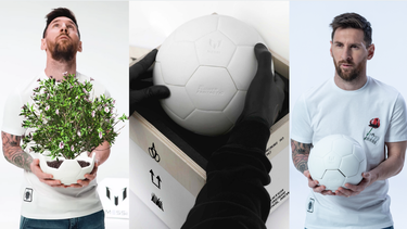 Lionel Messi lanza una maceta con forma de balón de fútbol, llamada Handle With Care Messi 10.&nbsp;