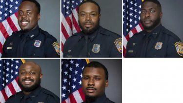 Imágenes proporcionada por el Departamento de Policía de Memphis muestra, desde la parte superior izquierda, a los agentes Tadarrius Bean, Demetrius Haley, Emmitt Martin III y, desde la parte inferior izquierda, a los agentes Desmond Mills, Jr. y Justin Smith, acusados del arresto violento de un hombre negro que ha dado lugar a tres investigaciones policiales separadas y al despido de estos cinco policías después de la muerte de Tyre Nichols en un hospital.