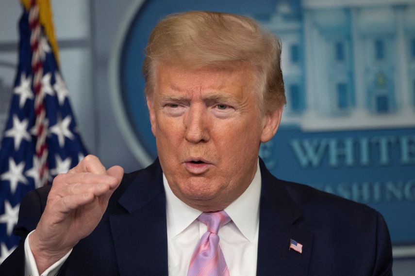El presidente Donald Trump durante una conferencia de prensa en la Casa Blanca, el 10 de abril de 2020.&nbsp;
