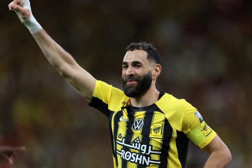El atacante francés Karim Benzema, del Ittihad FC, durante un partido contra el Qadsiah FC, el 30 de mayo de 2025.