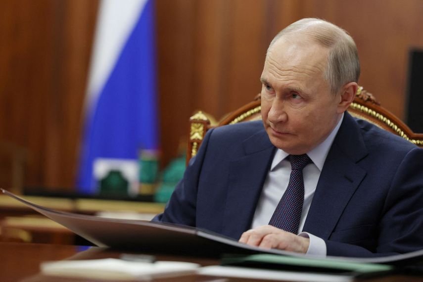 El presidente de Rusia Vladimir Putin en una reunión de gobierno en el Kremlin.