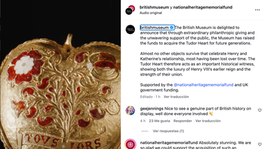 El Museo Británico anuncia en Instagram adquicisión un collar de la época del matrimonio de Enrique VIII con Catalina de Aragón&nbsp;