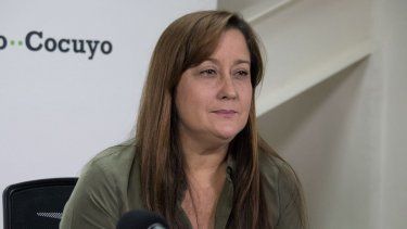 La activista de derechos humanos y abogada Rocío San Miguel habla durante una entrevista con Medios Independientes, en Caracas en 2019.