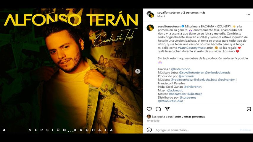 El cantautor Alfonso Terán presenta el tema Cambiaste todo.