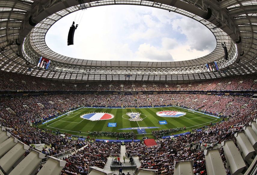 Vista de los preparativos antes del partido Francia-Croacia, final del Mundial de Fútbol de Rusia 2018.&nbsp;&nbsp;