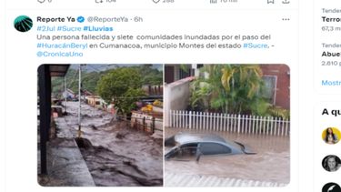 Lluvias intensas generadas por el paso del huracán Beryl causaron el desbordamiento del río Manzanares en el oriente de Venezuela.