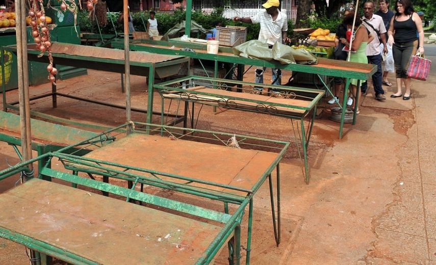 Imagen de una placita que muestra la escasez de alimentos agrícolas que la mayoría de veces suelen mostrar los establecimientos que forman parte de una compleja cadena de distribución.