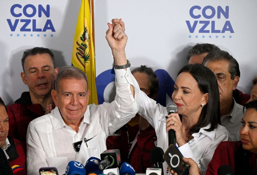 Edmundo González, presidente electo de Venezuela, y la líder de la oposición, María Corina Machado