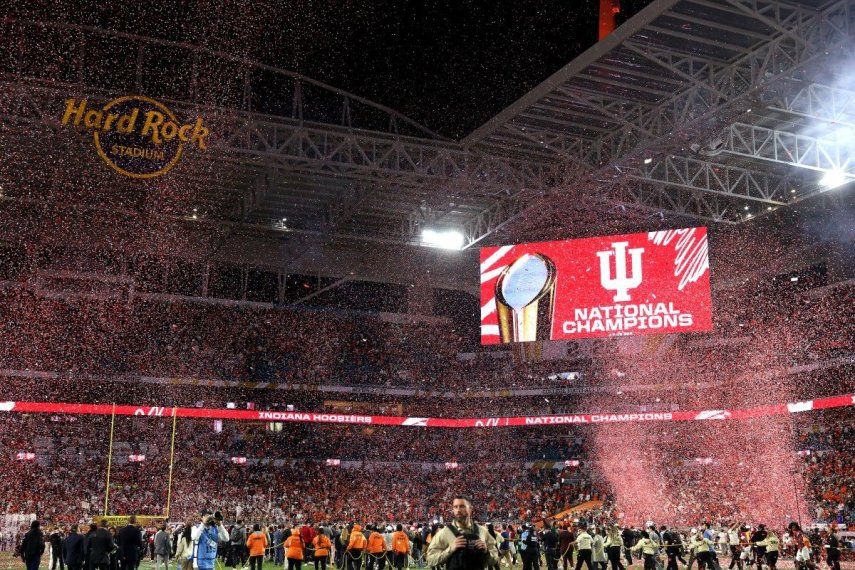 Vista general después de que los Indiana Hoosiers derrotaran a los Miami Hurricanes 27-21 en el Campeonato Nacional de Playoffs de Fútbol Americano Universitario 2026 en el Hard Rock Stadium el 19 de enero de 2026 en Miami Gardens, Florida.&nbsp;