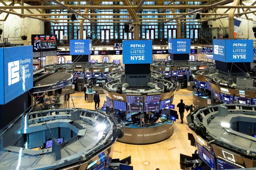 Vista aérea de la Bolsa de Nueva York.